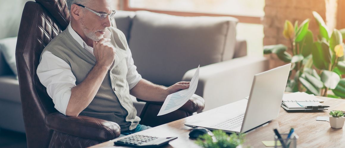 Man checking his retirement savings account.