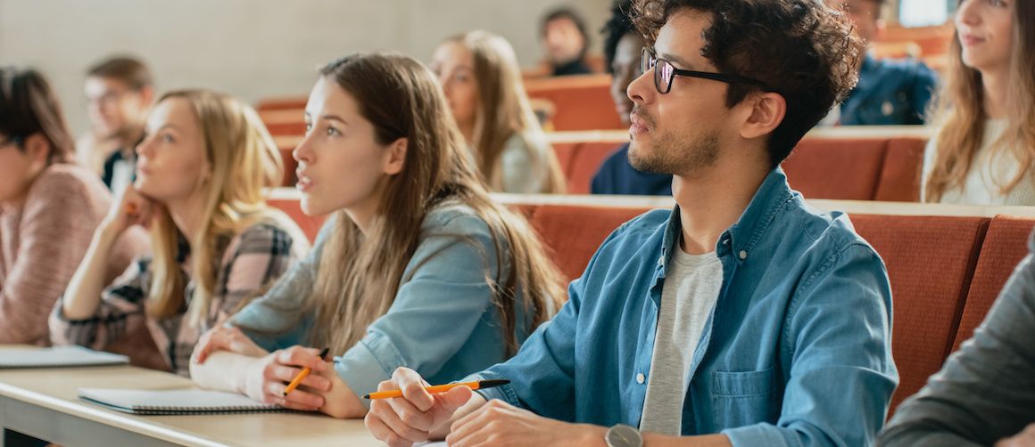Students in college class.